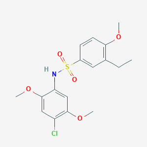 molecular formula C17H20ClNO5S B497992 N-(4-chloro-2,5-dimethoxyphenyl)-3-ethyl-4-methoxybenzenesulfonamide CAS No. 886128-10-5