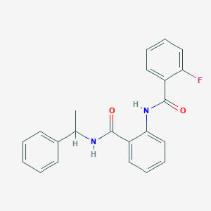 molecular formula C22H19FN2O2 B4979942 2-fluoro-N-(2-{[(1-phenylethyl)amino]carbonyl}phenyl)benzamide 