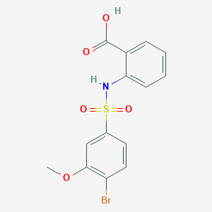 molecular formula C14H12BrNO5S B497995 2-{[(4-溴-3-甲氧基苯基)磺酰]氨基}苯甲酸 CAS No. 886119-73-9