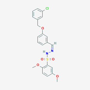 molecular formula C22H21ClN2O5S B4979989 N'-{3-[(3-chlorobenzyl)oxy]benzylidene}-2,5-dimethoxybenzenesulfonohydrazide 