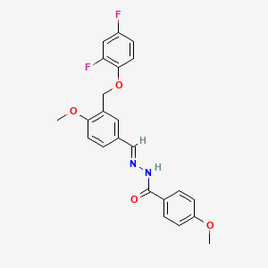 molecular formula C23H20F2N2O4 B4980008 N'-{3-[(2,4-difluorophenoxy)methyl]-4-methoxybenzylidene}-4-methoxybenzohydrazide 