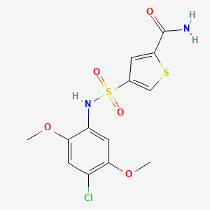 molecular formula C13H13ClN2O5S2 B4980048 4-{[(4-chloro-2,5-dimethoxyphenyl)amino]sulfonyl}-2-thiophenecarboxamide 