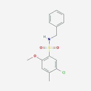 molecular formula C15H16ClNO3S B498005 N-benzyl-5-chloro-2-methoxy-4-methylbenzenesulfonamide CAS No. 902249-20-1
