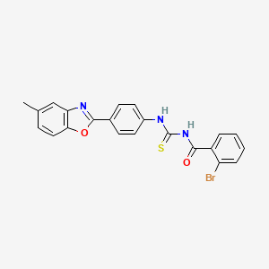molecular formula C22H16BrN3O2S B4980245 2-bromo-N-({[4-(5-methyl-1,3-benzoxazol-2-yl)phenyl]amino}carbonothioyl)benzamide 