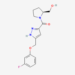 molecular formula C16H18FN3O3 B4980258 [(2S)-1-({5-[(3-fluorophenoxy)methyl]-1H-pyrazol-3-yl}carbonyl)-2-pyrrolidinyl]methanol 