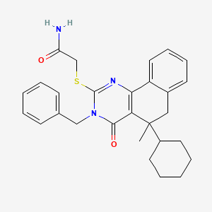 2-[(3-benzyl-5-cyclohexyl-5-methyl-4-oxo-3,4,5,6-tetrahydrobenzo[h]quinazolin-2-yl)thio]acetamide