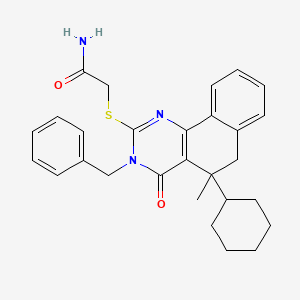 molecular formula C28H31N3O2S B4980296 2-[(3-benzyl-5-cyclohexyl-5-methyl-4-oxo-3,4,5,6-tetrahydrobenzo[h]quinazolin-2-yl)thio]acetamide 