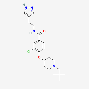 molecular formula C22H31ClN4O2 B4980304 3-chloro-4-{[1-(2,2-dimethylpropyl)-4-piperidinyl]oxy}-N-[2-(1H-pyrazol-4-yl)ethyl]benzamide 