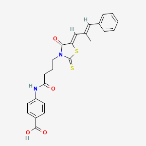 molecular formula C24H22N2O4S2 B4980329 4-({4-[5-(2-methyl-3-phenyl-2-propen-1-ylidene)-4-oxo-2-thioxo-1,3-thiazolidin-3-yl]butanoyl}amino)benzoic acid 