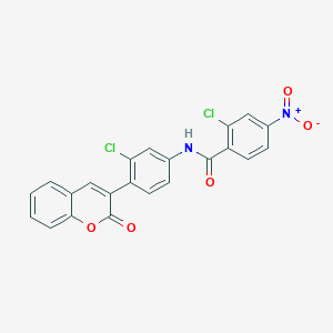 molecular formula C22H12Cl2N2O5 B4980354 2-chloro-N-[3-chloro-4-(2-oxo-2H-chromen-3-yl)phenyl]-4-nitrobenzamide 