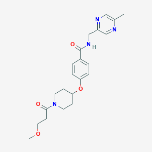 molecular formula C22H28N4O4 B4980370 4-{[1-(3-methoxypropanoyl)-4-piperidinyl]oxy}-N-[(5-methyl-2-pyrazinyl)methyl]benzamide 