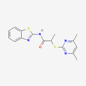 molecular formula C16H16N4OS2 B4980420 N-1,3-benzothiazol-2-yl-2-[(4,6-dimethyl-2-pyrimidinyl)thio]propanamide 