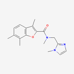 molecular formula C18H21N3O2 B4980437 N,3,6,7-tetramethyl-N-[(1-methyl-1H-imidazol-2-yl)methyl]-1-benzofuran-2-carboxamide 