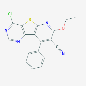 molecular formula C18H11ClN4OS B498045 4-Chloro-7-ethoxy-9-phenylpyrido[3',2':4,5]thieno[3,2-d]pyrimidine-8-carbonitrile 