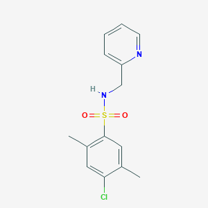 molecular formula C14H15ClN2O2S B498047 4-chloro-2,5-dimethyl-N-(pyridin-2-ylmethyl)benzenesulfonamide CAS No. 879052-60-5