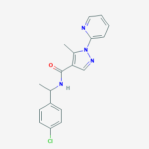molecular formula C18H17ClN4O B498056 N-[1-(4-chlorophenyl)ethyl]-5-methyl-1-(2-pyridinyl)-1H-pyrazole-4-carboxamide 