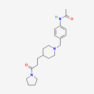 molecular formula C21H31N3O2 B4980578 N-[4-({4-[3-oxo-3-(1-pyrrolidinyl)propyl]-1-piperidinyl}methyl)phenyl]acetamide 