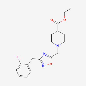 molecular formula C18H22FN3O3 B4980584 ethyl 1-{[3-(2-fluorobenzyl)-1,2,4-oxadiazol-5-yl]methyl}-4-piperidinecarboxylate 