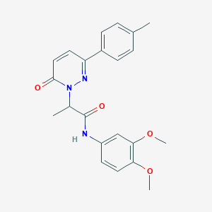 molecular formula C22H23N3O4 B4980592 N-(3,4-dimethoxyphenyl)-2-[3-(4-methylphenyl)-6-oxo-1(6H)-pyridazinyl]propanamide 