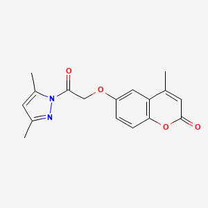 molecular formula C17H16N2O4 B4980600 6-[2-(3,5-dimethyl-1H-pyrazol-1-yl)-2-oxoethoxy]-4-methyl-2H-chromen-2-one 
