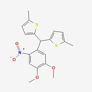 molecular formula C19H19NO4S2 B4980709 2,2'-[(4,5-dimethoxy-2-nitrophenyl)methylene]bis(5-methylthiophene) 