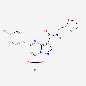 molecular formula C19H16BrF3N4O2 B4980712 5-(4-bromophenyl)-N-(tetrahydro-2-furanylmethyl)-7-(trifluoromethyl)pyrazolo[1,5-a]pyrimidine-3-carboxamide 
