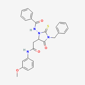 molecular formula C26H24N4O4S B4980723 N-(3-benzyl-5-{2-[(3-methoxyphenyl)amino]-2-oxoethyl}-4-oxo-2-thioxo-1-imidazolidinyl)benzamide 