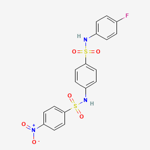 molecular formula C18H14FN3O6S2 B4980727 N-(4-{[(4-fluorophenyl)amino]sulfonyl}phenyl)-4-nitrobenzenesulfonamide 
