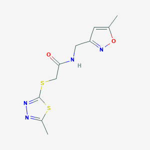 molecular formula C10H12N4O2S2 B4980783 N-[(5-methyl-3-isoxazolyl)methyl]-2-[(5-methyl-1,3,4-thiadiazol-2-yl)thio]acetamide 
