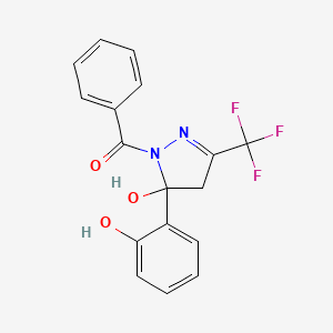 molecular formula C17H13F3N2O3 B4980794 1-benzoyl-5-(2-hydroxyphenyl)-3-(trifluoromethyl)-4,5-dihydro-1H-pyrazol-5-ol 