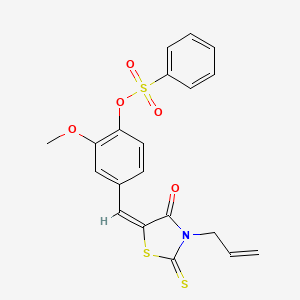 molecular formula C20H17NO5S3 B4980800 4-[(3-allyl-4-oxo-2-thioxo-1,3-thiazolidin-5-ylidene)methyl]-2-methoxyphenyl benzenesulfonate 
