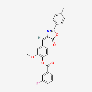 molecular formula C25H18FNO5 B4980840 2-methoxy-4-{[2-(4-methylphenyl)-5-oxo-1,3-oxazol-4(5H)-ylidene]methyl}phenyl 3-fluorobenzoate 