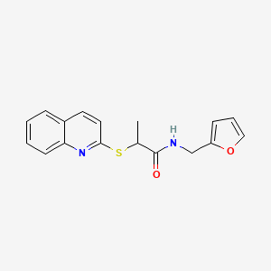 molecular formula C17H16N2O2S B4980853 N-(2-furylmethyl)-2-(2-quinolinylthio)propanamide 