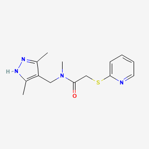 molecular formula C14H18N4OS B4980862 N-[(3,5-dimethyl-1H-pyrazol-4-yl)methyl]-N-methyl-2-(2-pyridinylthio)acetamide trifluoroacetate 