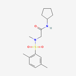 molecular formula C16H24N2O3S B4980930 N~1~-cyclopentyl-N~2~-[(2,5-dimethylphenyl)sulfonyl]-N~2~-methylglycinamide 