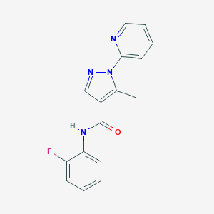 molecular formula C16H13FN4O B498096 N-(2-fluorophenyl)-5-methyl-1-(2-pyridinyl)-1H-pyrazole-4-carboxamide 