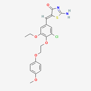 molecular formula C21H21ClN2O5S B4980965 5-{3-chloro-5-ethoxy-4-[2-(4-methoxyphenoxy)ethoxy]benzylidene}-2-imino-1,3-thiazolidin-4-one 