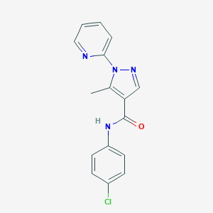 molecular formula C16H13ClN4O B498102 N-(4-chlorophenyl)-5-methyl-1-(2-pyridinyl)-1H-pyrazole-4-carboxamide 