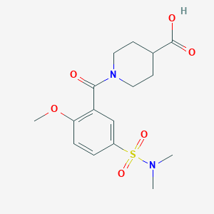 molecular formula C16H22N2O6S B4981053 1-{5-[(dimethylamino)sulfonyl]-2-methoxybenzoyl}-4-piperidinecarboxylic acid 