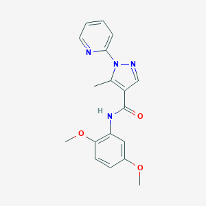 molecular formula C18H18N4O3 B498106 N-(2,5-dimethoxyphenyl)-5-methyl-1-(2-pyridinyl)-1H-pyrazole-4-carboxamide CAS No. 957502-11-3