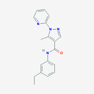 molecular formula C18H18N4O B498107 N-(3-ethylphenyl)-5-methyl-1-(2-pyridinyl)-1H-pyrazole-4-carboxamide 