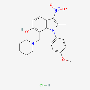 1-(4-methoxyphenyl)-2-methyl-3-nitro-7-(1-piperidinylmethyl)-1H-indol-6-ol hydrochloride
