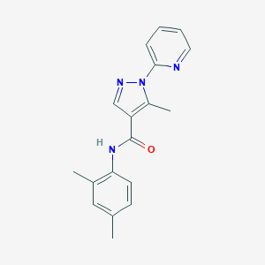 molecular formula C18H18N4O B498109 N-(2,4-dimethylphenyl)-5-methyl-1-(2-pyridinyl)-1H-pyrazole-4-carboxamide 