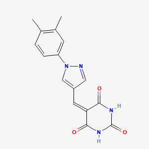 molecular formula C16H14N4O3 B4981090 5-{[1-(3,4-dimethylphenyl)-1H-pyrazol-4-yl]methylene}-2,4,6(1H,3H,5H)-pyrimidinetrione 