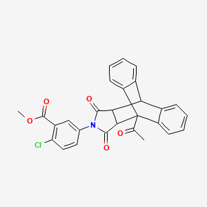 molecular formula C28H20ClNO5 B4981093 methyl 5-(1-acetyl-16,18-dioxo-17-azapentacyclo[6.6.5.0~2,7~.0~9,14~.0~15,19~]nonadeca-2,4,6,9,11,13-hexaen-17-yl)-2-chlorobenzoate 