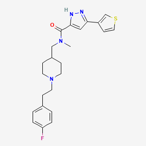 molecular formula C23H27FN4OS B4981102 N-({1-[2-(4-fluorophenyl)ethyl]-4-piperidinyl}methyl)-N-methyl-3-(3-thienyl)-1H-pyrazole-5-carboxamide 