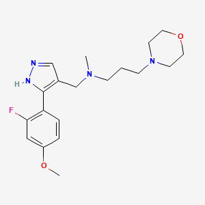 molecular formula C19H27FN4O2 B4981129 N-{[3-(2-fluoro-4-methoxyphenyl)-1H-pyrazol-4-yl]methyl}-N-methyl-3-(4-morpholinyl)-1-propanamine 