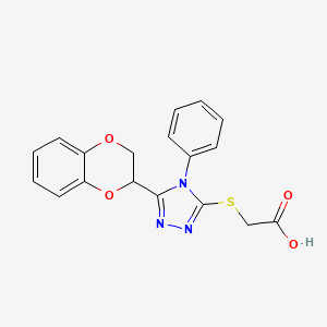 molecular formula C18H15N3O4S B4981223 {[5-(2,3-dihydro-1,4-benzodioxin-2-yl)-4-phenyl-4H-1,2,4-triazol-3-yl]thio}acetic acid 