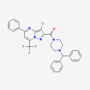 molecular formula C31H25ClF3N5O B4981230 3-chloro-2-{[4-(diphenylmethyl)-1-piperazinyl]carbonyl}-5-phenyl-7-(trifluoromethyl)pyrazolo[1,5-a]pyrimidine 