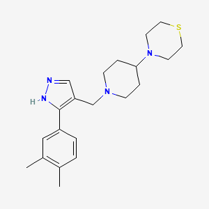 molecular formula C21H30N4S B4981236 4-(1-{[3-(3,4-dimethylphenyl)-1H-pyrazol-4-yl]methyl}-4-piperidinyl)thiomorpholine 